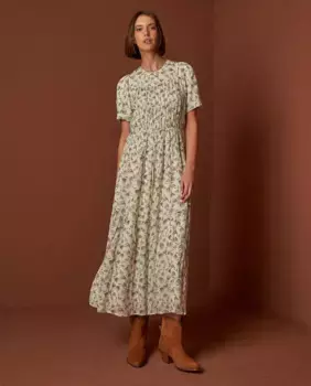 Платье макси с короткими рукавами и круглым вырезом Indi & Cold, цвет Crudo