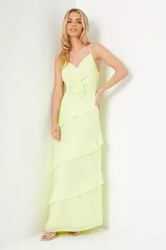 Платье макси с корсажными рюшами для миниатюрных случаев Oasis, зеленый