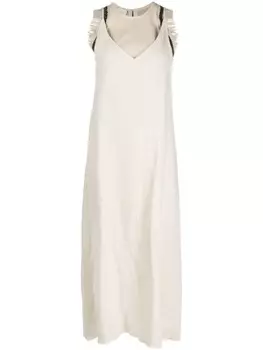 Платье макси с кожаной вставкой Alysi, нейтральный цвет