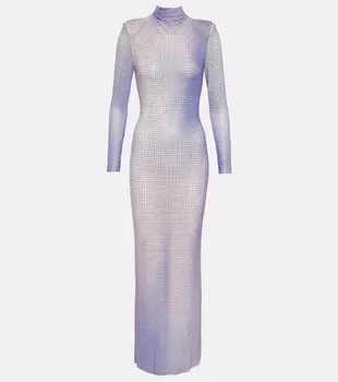 Платье макси с кристаллами SELF-PORTRAIT, фиолетовый