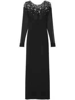 Платье макси с кристаллами Versace, черный