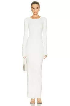 Платье макси с круглым вырезом и длинными рукавами Eterne, цвет Cream