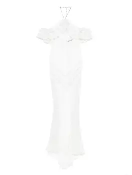 Платье макси с кружевной отделкой Amen, белый