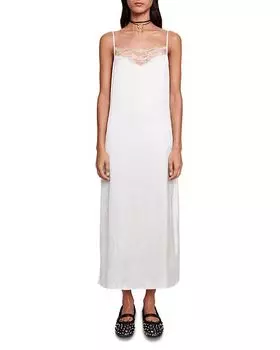Платье макси с кружевной отделкой Maje, цвет White