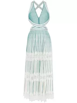 Платье макси с кружевом Elie Saab, синий