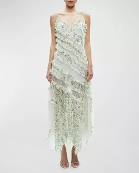 Платье макси с кружевом и оборками Sondra Alice + Olivia, цвет Georgia Floral