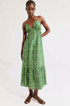 Платье макси с кулиской H&M, зеленый
