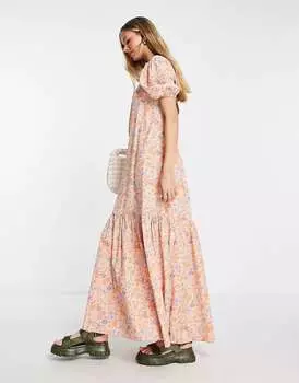 Платье макси с квадратным вырезом и перекрещенной спиной ASOS