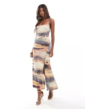 Платье макси с квадратным вырезом и бретелями на спине ASOS DESIGN