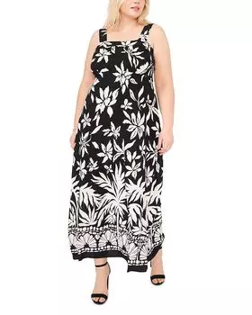 Платье макси с квадратным вырезом Plus VINCE CAMUTO, черный