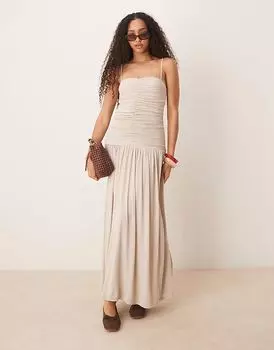 Платье макси с лифом и сборками ASOS DESIGN