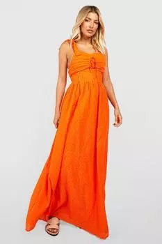 Платье макси с люсными ременками Boohoo, оранжевый