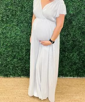 Платье макси с металлическим эффектом небесно-голубого/серебристого цвета SEE AND BE SEEN