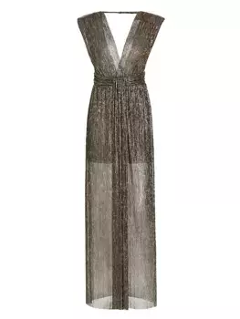 Платье макси с металлизированной плиссировкой Orian Sabina Musyev, золото