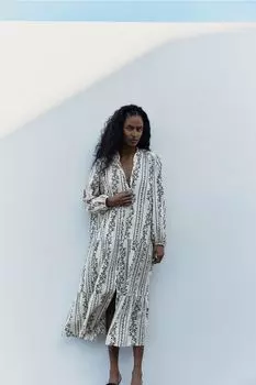 Платье макси с многоярусной юбкой H&M, бежевый