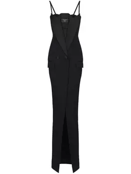 Платье макси с нашивкой-логотипом Balmain, черный