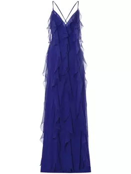 Платье макси с оборками Alberta Ferretti, синий
