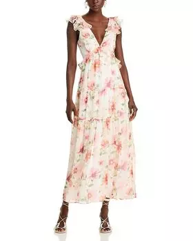 Платье макси с оборками AQUA, мультиколор