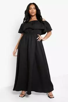 Платье макси с оборками Boohoo, черный