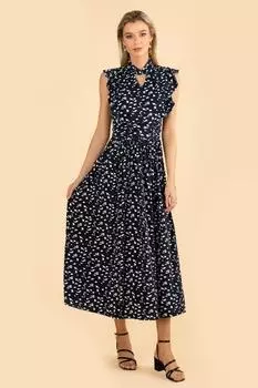 Платье макси с оборками Doris Jolie Moi, зеленый