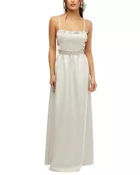 Платье макси с оборками и нагрудником WeWoreWhat, белый