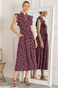 Платье макси с оборками на плечах Kynlee Jolie Moi, синий