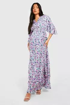 Платье макси с оланками для беременной Boohoo, белый