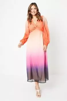 Платье макси с омбре и закрученной каймой Debenhams, мультиколор