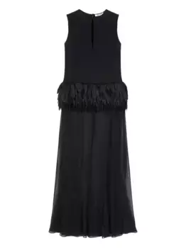 Платье макси с отделкой из перьев Ports 1961, черный