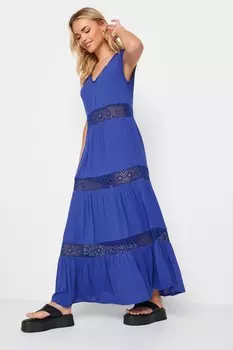 Платье макси с отделкой крючком Pixiegirl Petite, синий