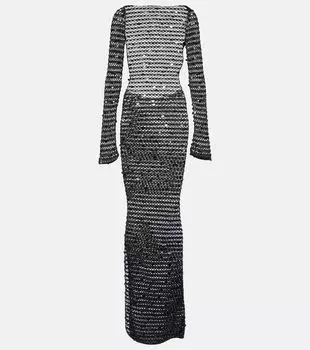 Платье макси с открытой спиной и пайетками Aya Muse, черный