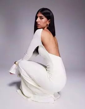 Платье макси с открытой спиной из тонкого трикотажа Princess Polly цвета «кремовый»