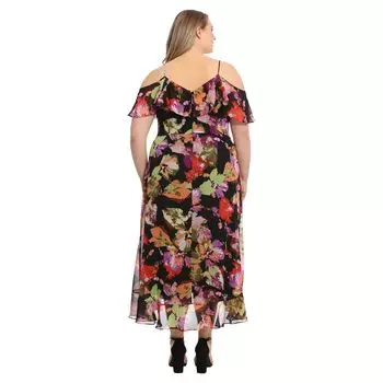 Платье макси с открытыми плечами и оборками London Times больших размеров London Times