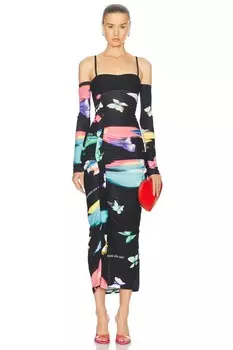 Платье макси с открытыми плечами Moschino Jeans, цвет Multi Black