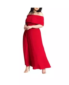 Платье макси с открытыми плечами Plus Size ELOQUII, красный