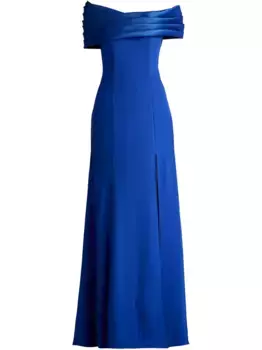 Платье макси с открытыми плечами Tadashi Shoji, синий