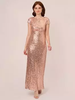 Платье макси с пайетками Adrianna Papell Studio, розовое золото