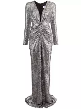 Платье макси с пайетками Ana Radu, серебяный