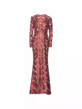 Платье макси с пайетками Elie Saab, красный
