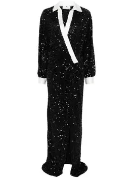 Платье макси с пайетками Elisabetta Franchi, черный