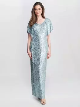 Платье макси с пайетками Gina Bacconi Courtney, небесно-голубой