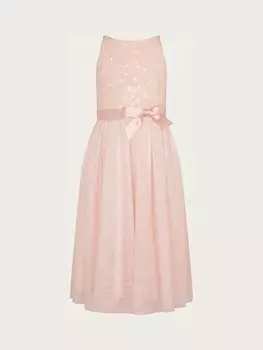 Платье макси с пайетками и бантом Monsoon Truth, розовый