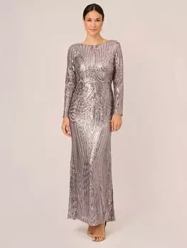 Платье макси с пайетками Studio Studio Adrianna Papell, камень