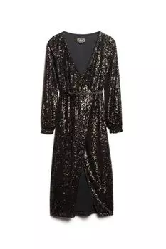 Платье макси с пайетками Superdry, черный