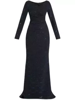 Платье макси с пайетками Talbot Runhof, синий
