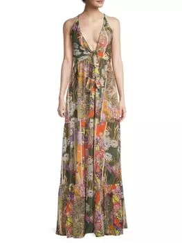 Платье макси с перекрещенными спинками Fairy Suki Agua Bendita, цвет Green Multi