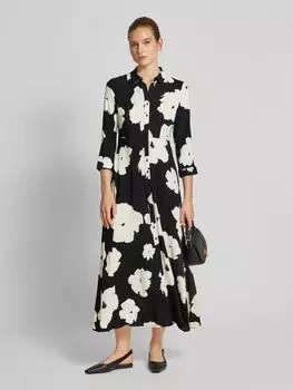 Платье макси с планкой на пуговицах, модель 'SAVANNA' YAS, черный