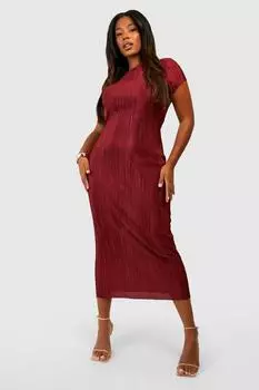 Платье макси с плиссированными рукавами Boohoo, винный