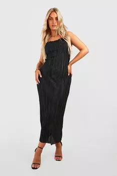 Платье макси с плиссой Boohoo, черный