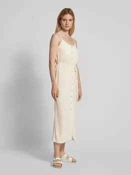 Платье макси с полной застежкой на пуговицы, модель «SANNE» Object, бежевый